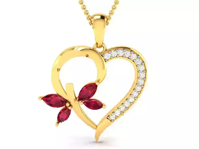 Women Heart Marquise Stone Pendant 3D print model Women Heart Marquise Stone Pendant 3D print model