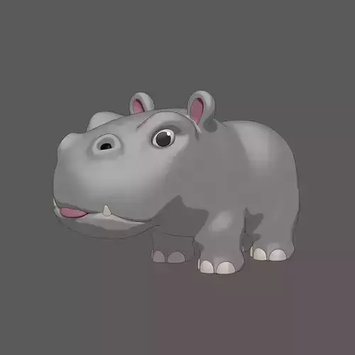 Hippocartoon hippo Low-poly 3D model
