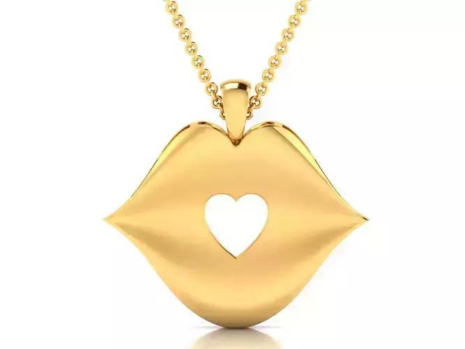 Women Lip Heart Pendant 3dm STL OBJ FBX Render Details