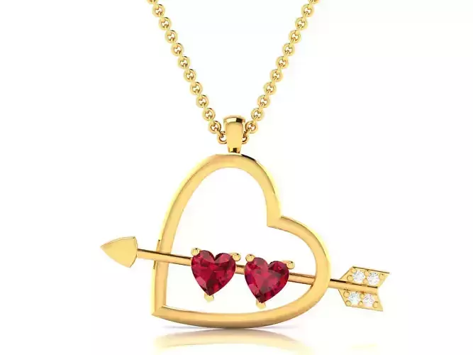 Women Love Heart Stone Pendant 3dm STL OBJ FBX Render Details