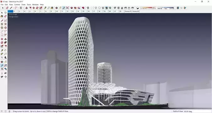Sketchup Commercial Hotel Office Complex K1