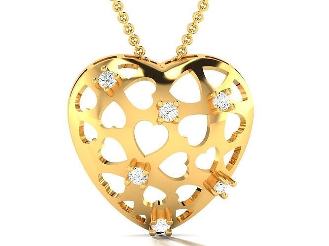 Women Love Heart Pendant 3dm STL OBJ FBX Render Details 3D print model
