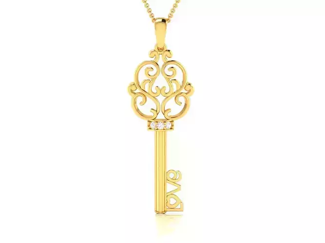 Women Key Pendant 3dm STL OBJ FBX Render Details 3D print model
