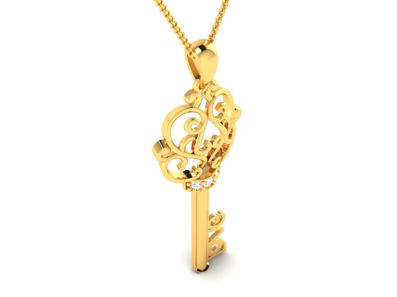 Women Key Pendant 3dm STL OBJ FBX Render Details 3D print model_2