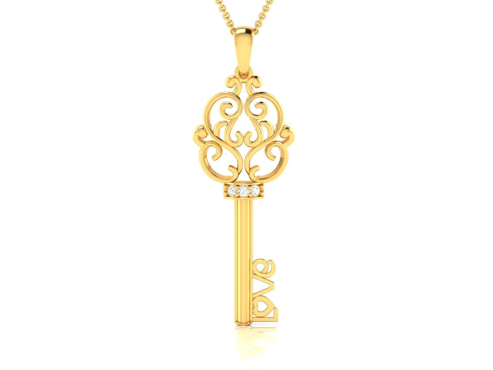 Women Key Pendant 3dm STL OBJ FBX Render Details 3D print model_3
