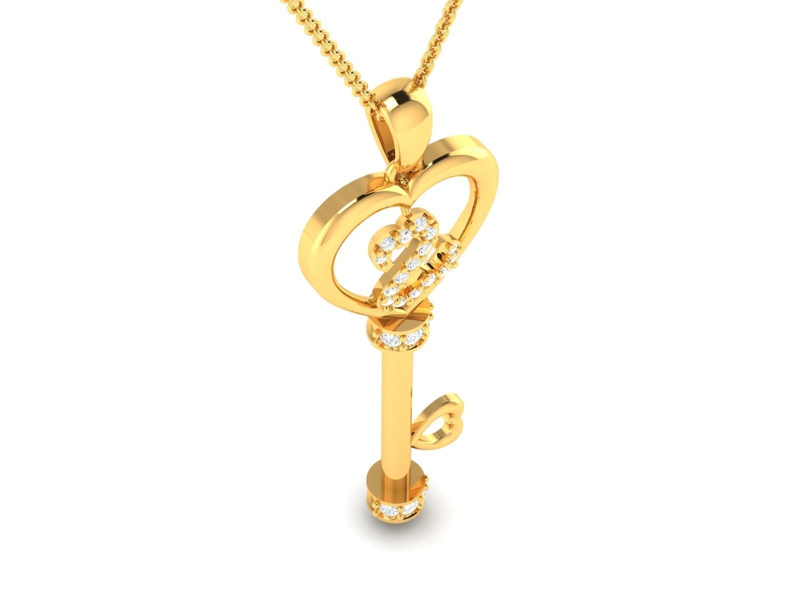 Women Key Pendant 3dm STL OBJ FBX Render Details 3D print model_2