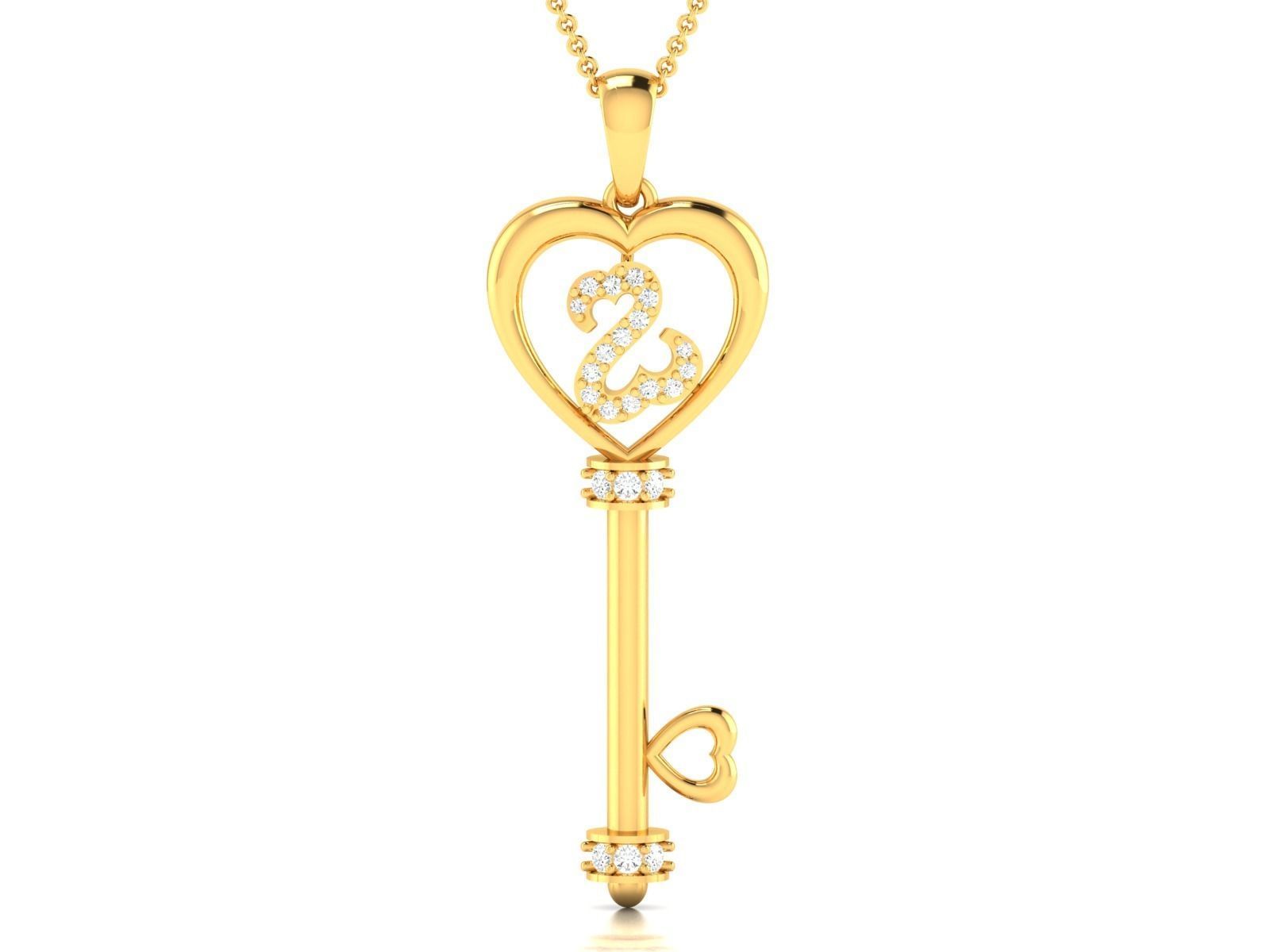Women Key Pendant 3dm STL OBJ FBX Render Details 3D print model_3