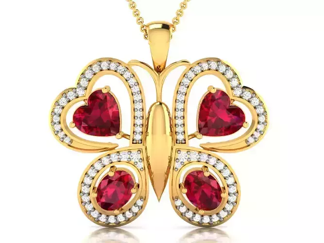 Women Love Heart Stone Pendant 3dm STL OBJ FBX Render Details