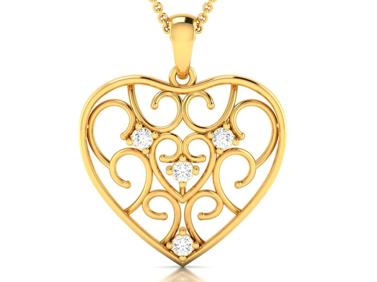 Women Love Heart Pendant 3dm STL OBJ FBX Render Details 3D print model_3