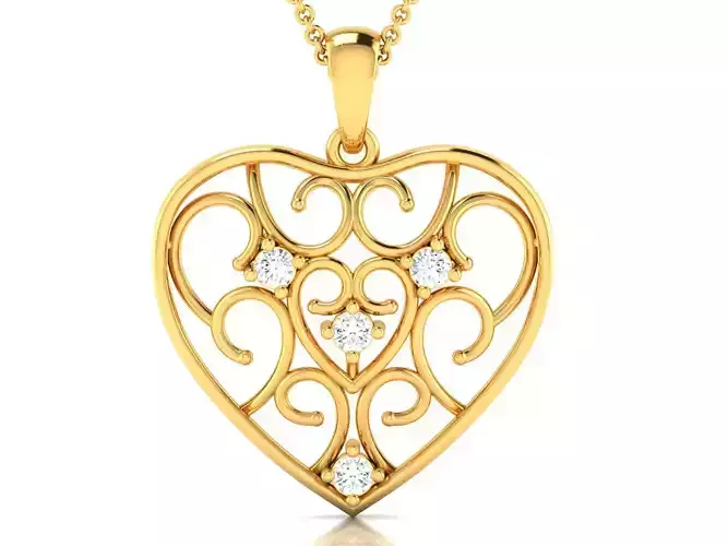 Women Love Heart Pendant 3dm STL OBJ FBX Render Details 3D print model