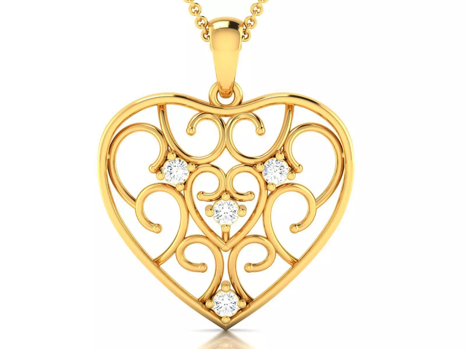 Women Love Heart Pendant 3dm STL OBJ FBX Render Details 3D print model_0