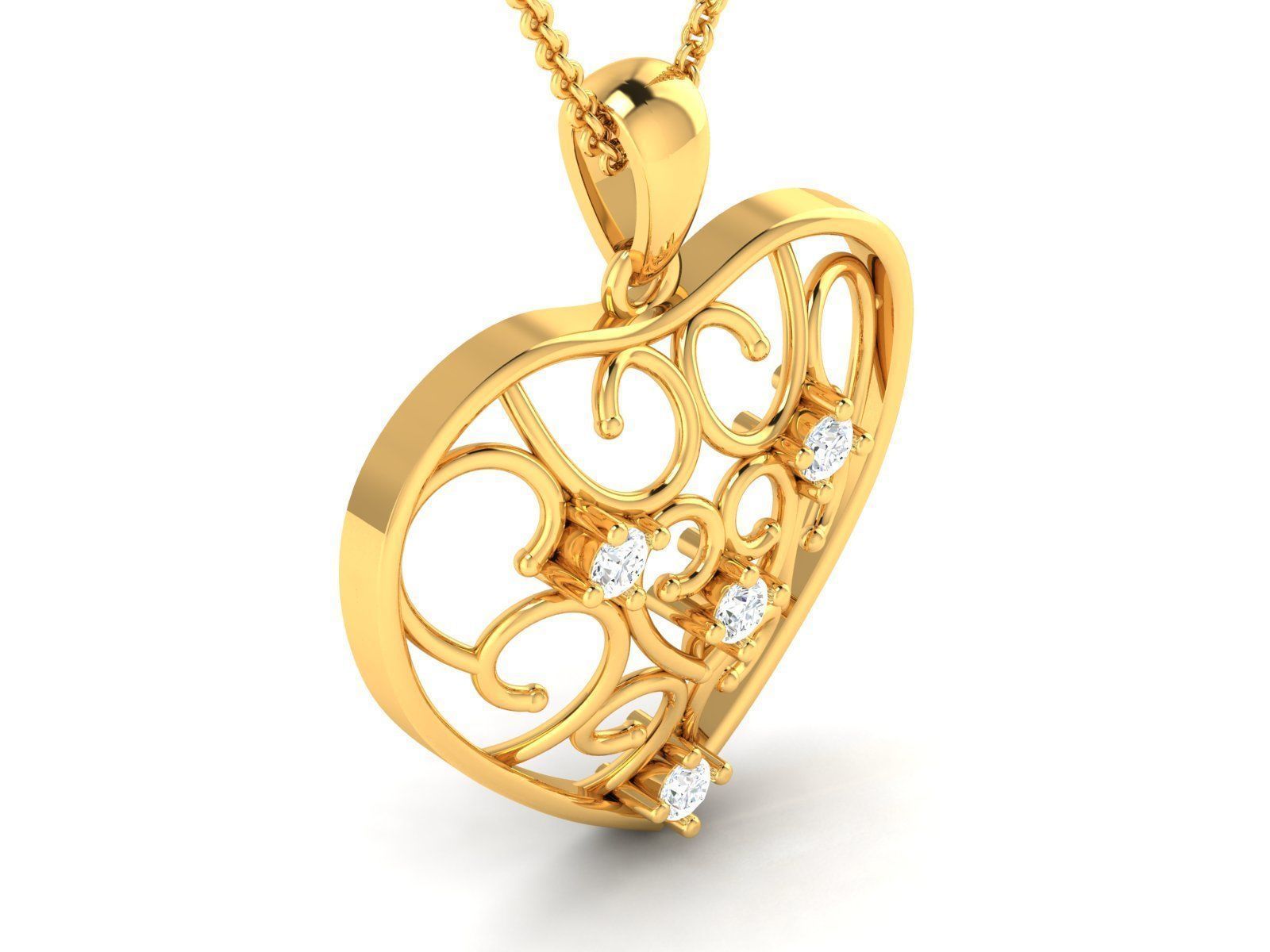 Women Love Heart Pendant 3dm STL OBJ FBX Render Details 3D print model_1