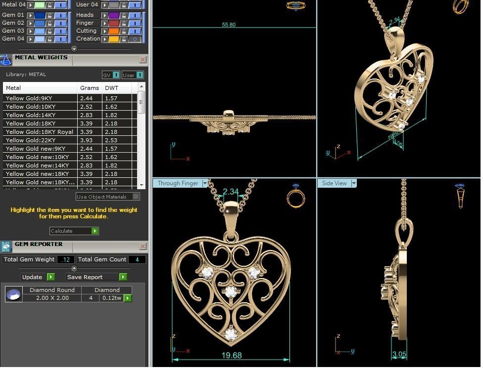 Women Love Heart Pendant 3dm STL OBJ FBX Render Details 3D print model_6
