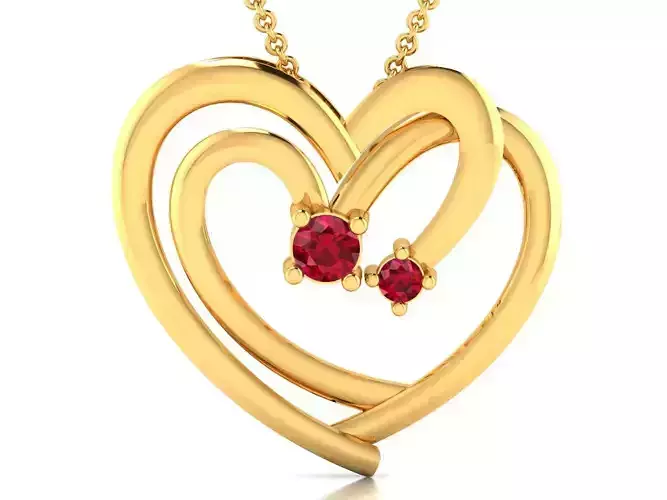 Women Love Heart Pendant 3dm STL OBJ FBX Render Details