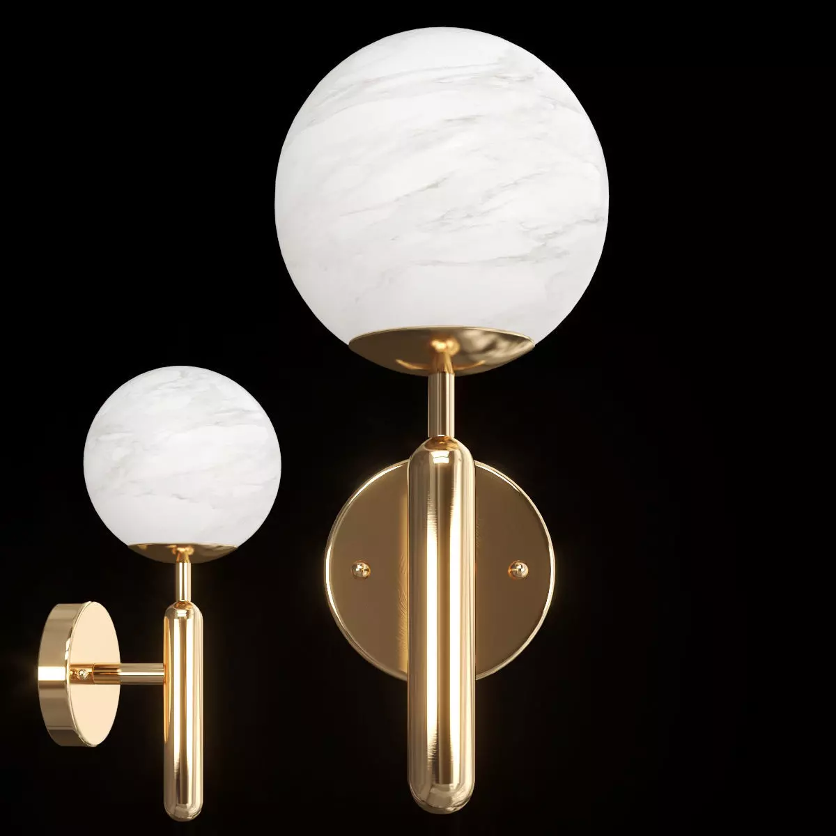 LIVIAN wall lamp in gold and marble 3D model