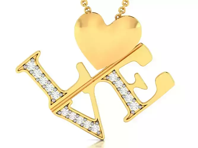 Women Love Heart Pendant 3dm STL OBJ FBX Render Details