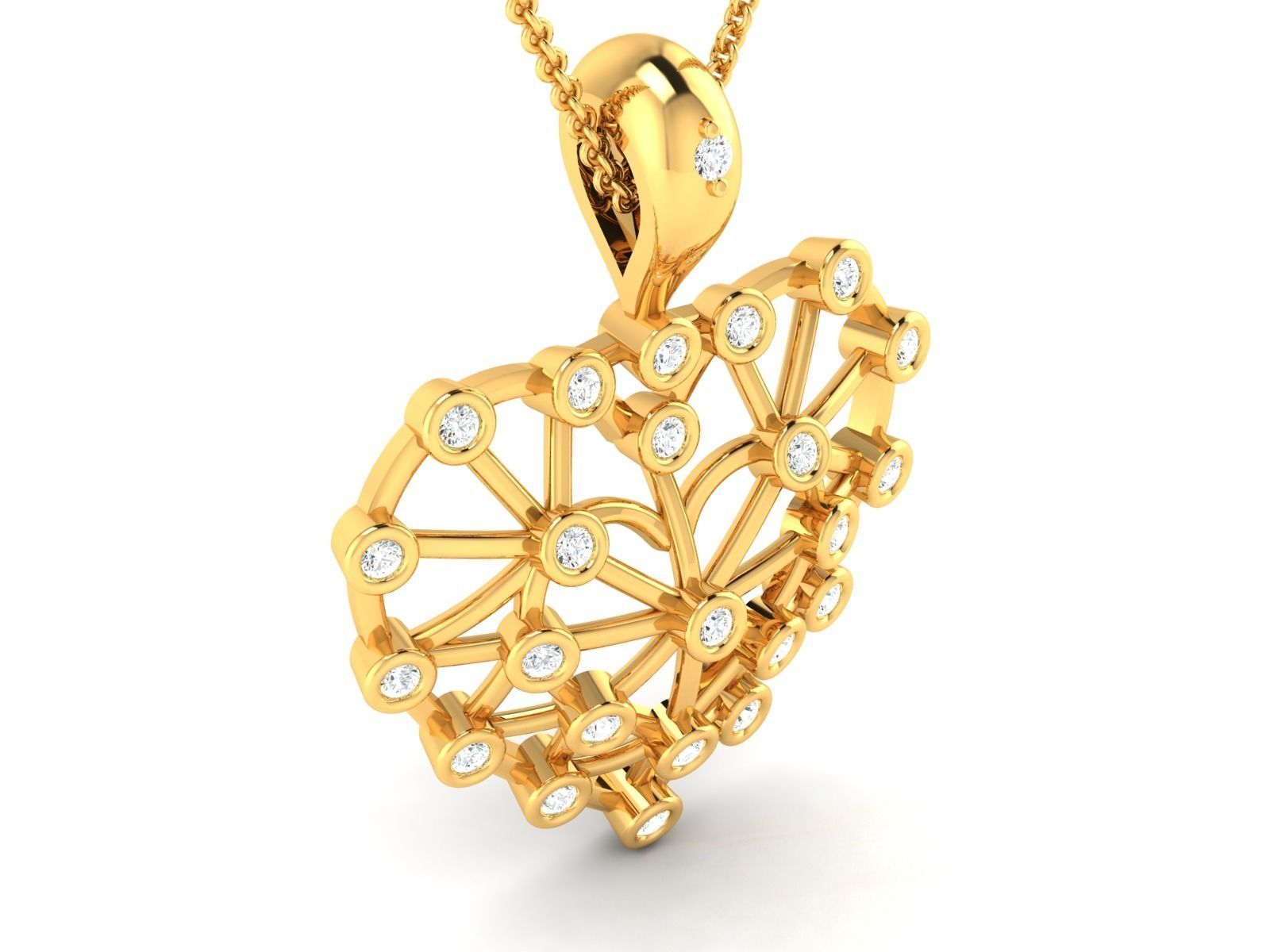 Women Love Heart Pendant 3dm STL OBJ FBX Render Details 3D print model_2