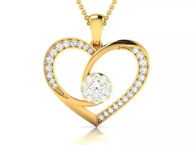 Women Love Heart Pendant 3dm STL OBJ FBX Render Details