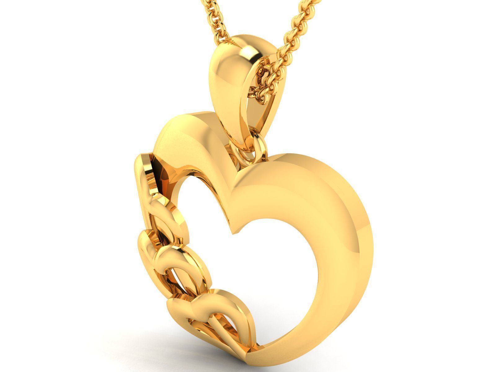 Women Love Heart Pendant 3dm STL OBJ FBX Render Details 3D print model_1