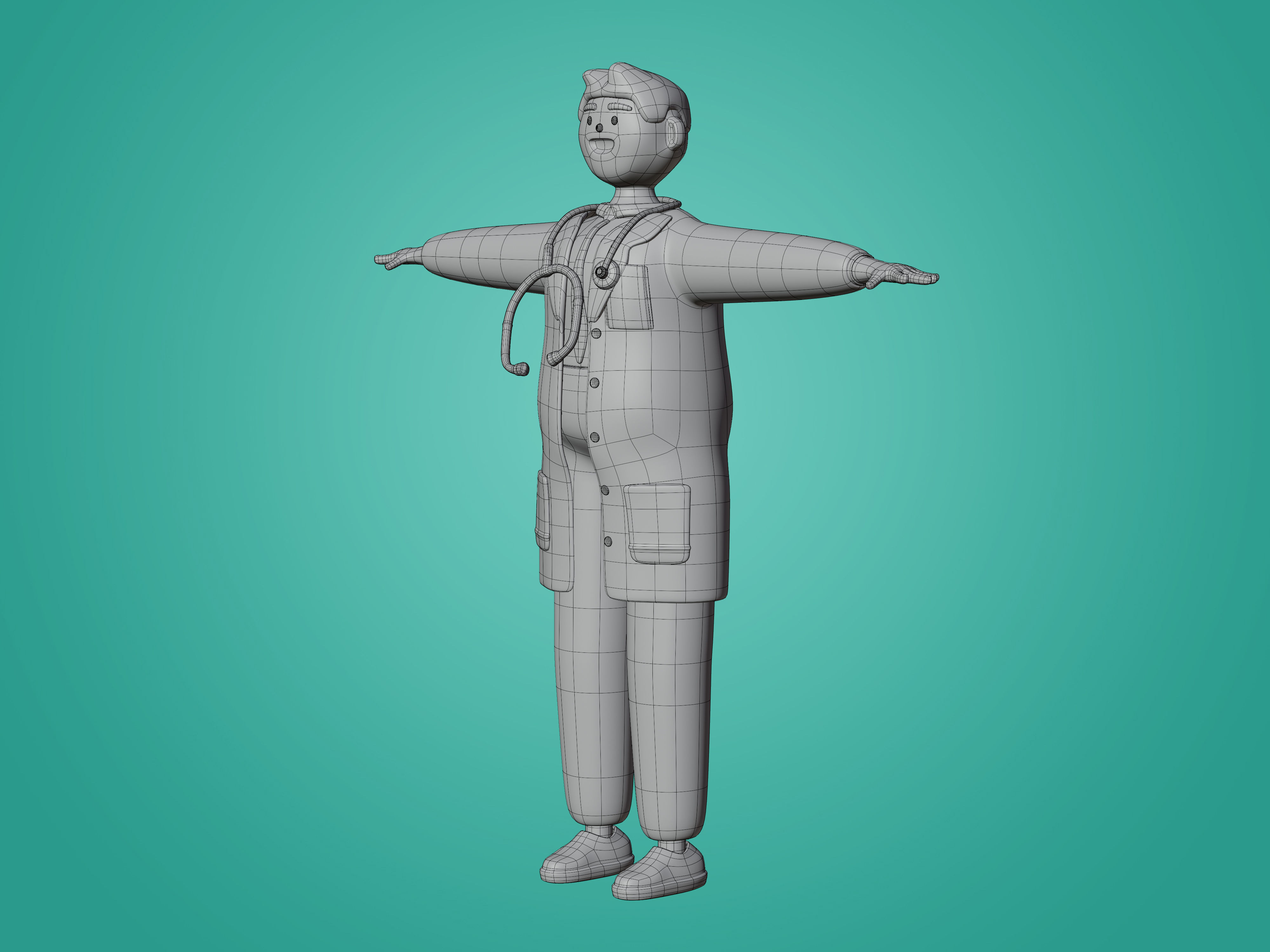 Physician Character Cartoon Minimal style 3D model_21