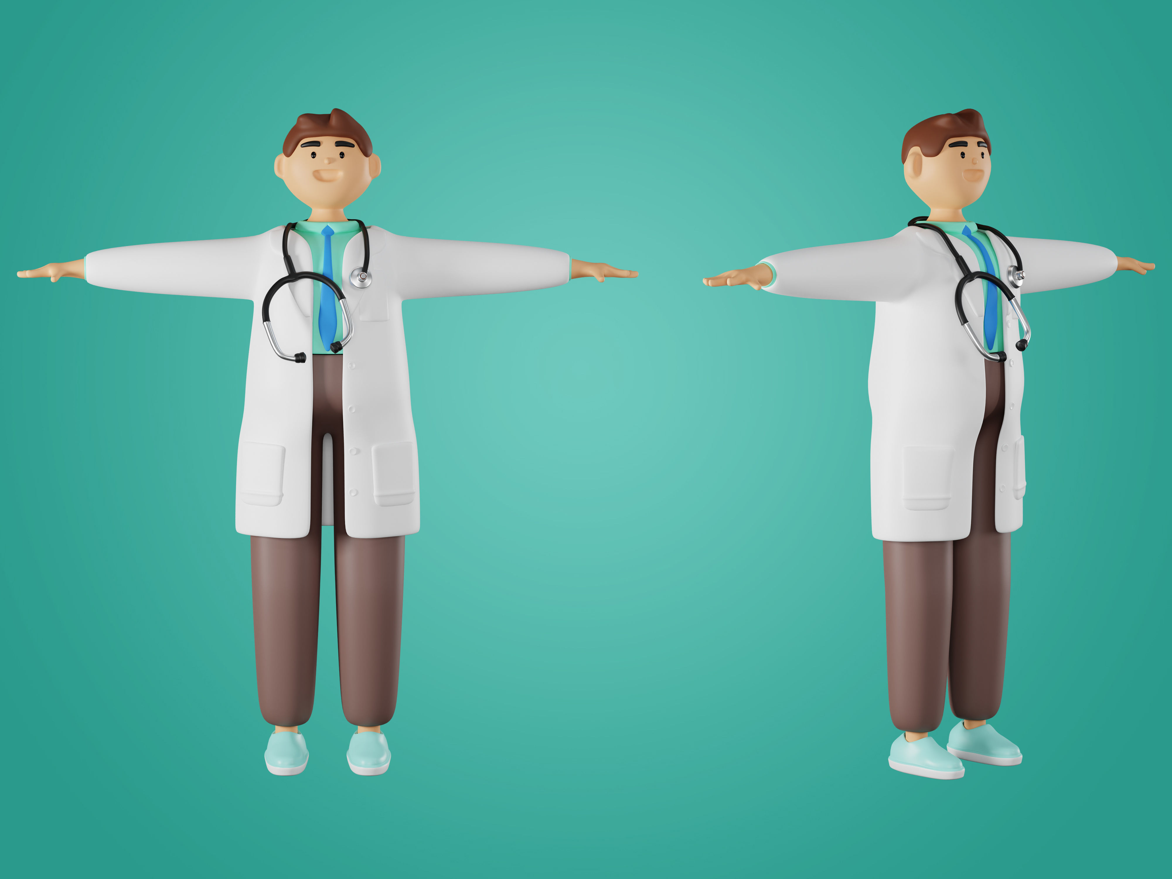 Physician Character Cartoon Minimal style 3D model_1