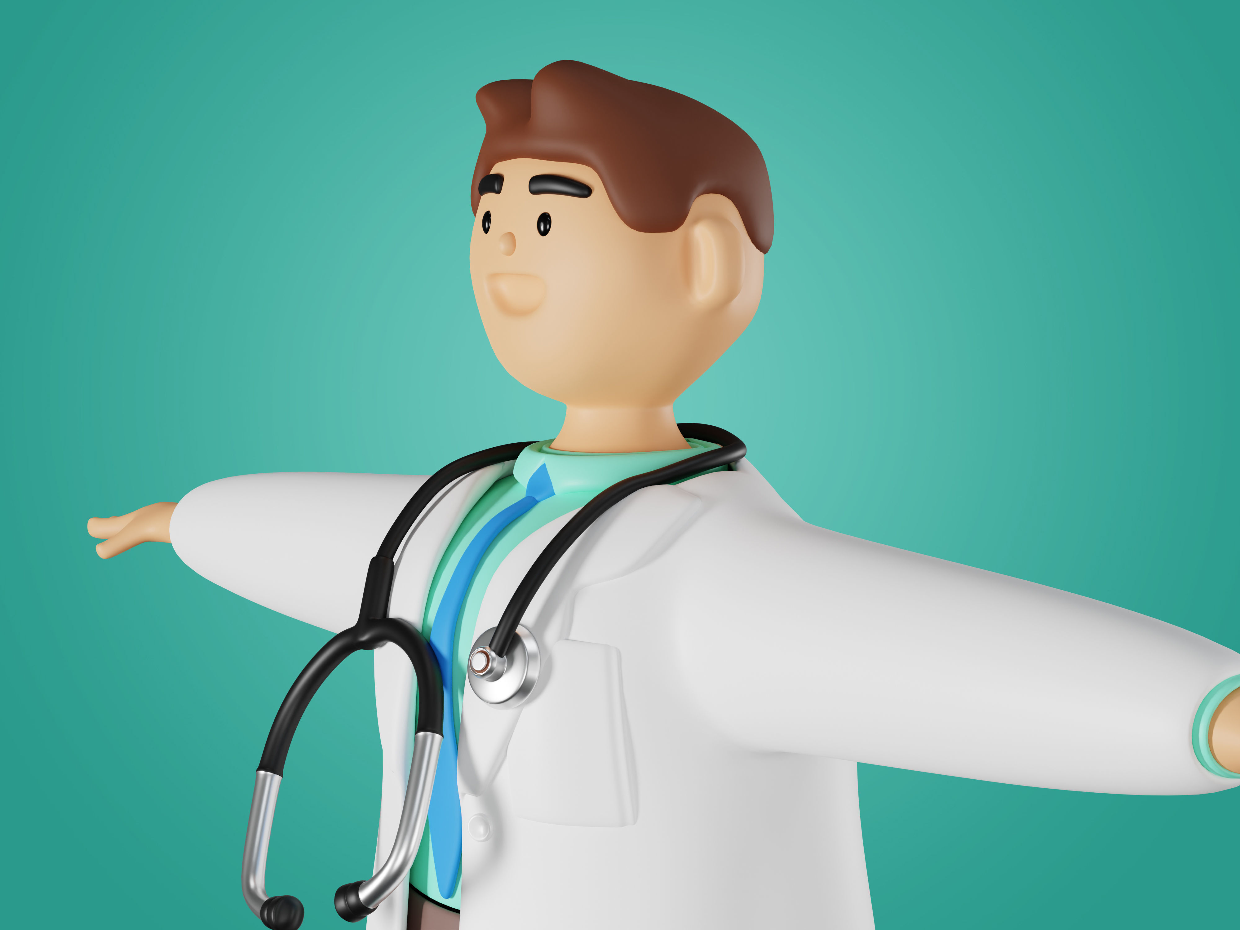 Physician Character Cartoon Minimal style 3D model_12