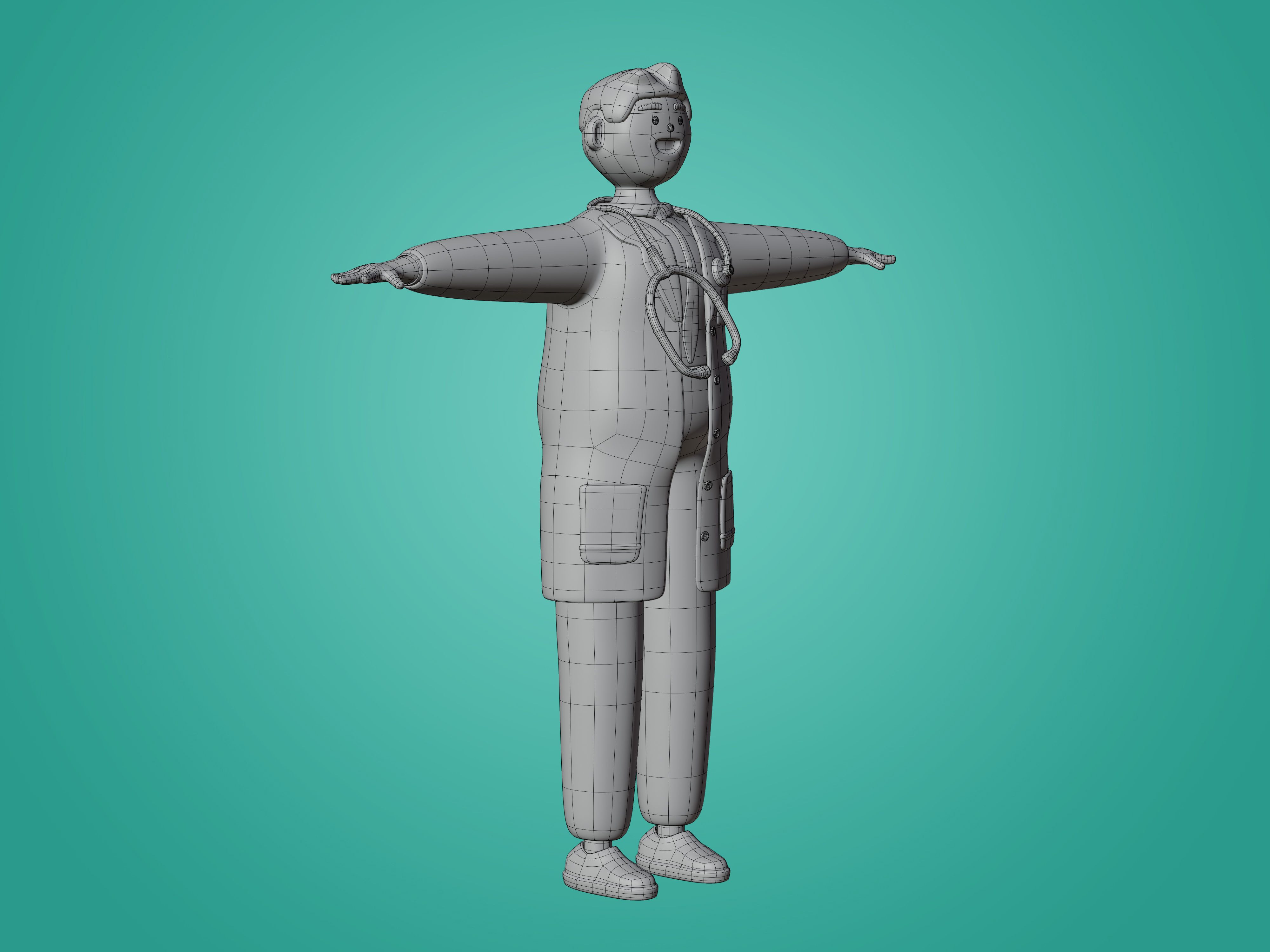 Physician Character Cartoon Minimal style 3D model_24
