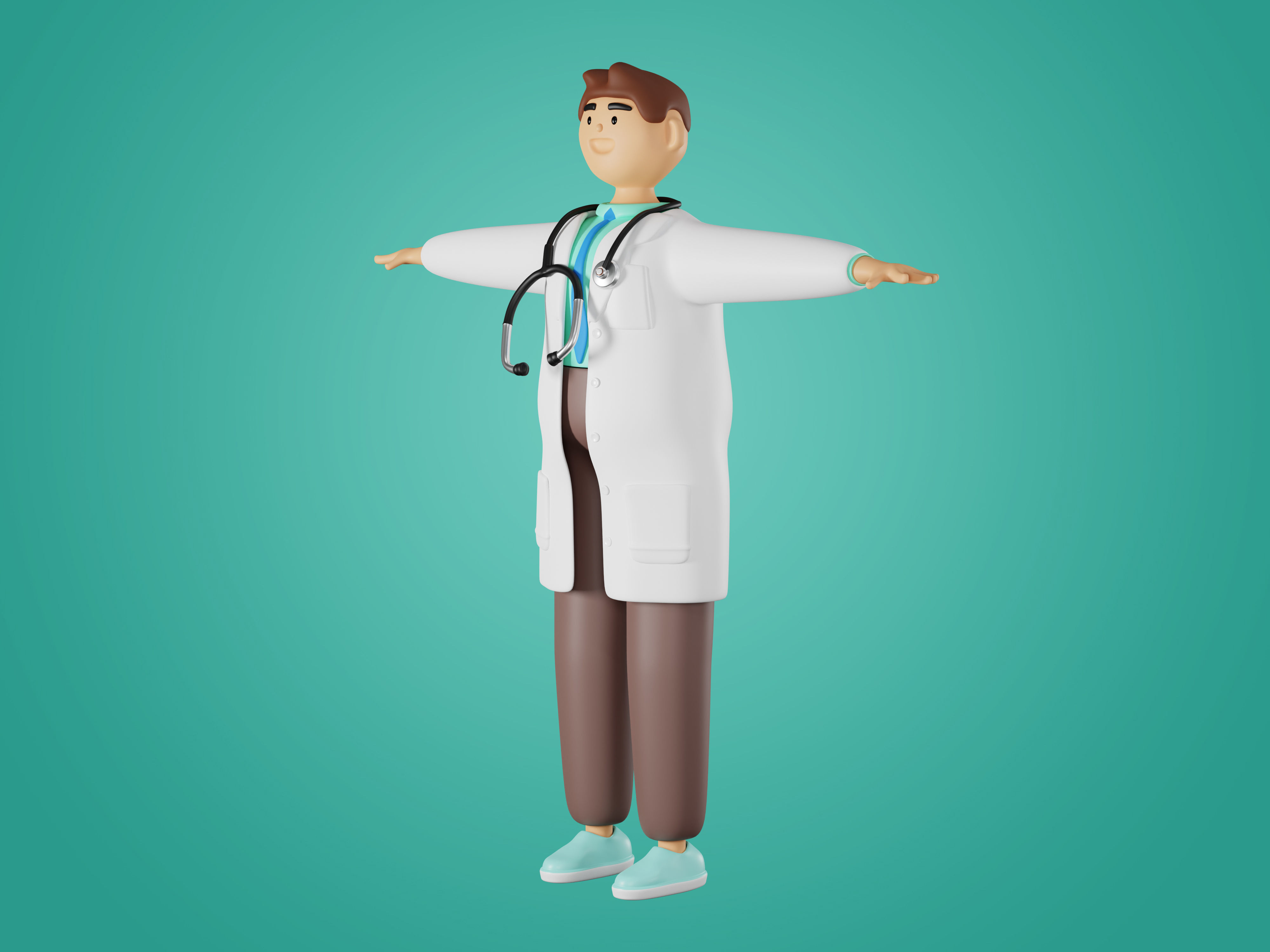 Physician Character Cartoon Minimal style 3D model_7
