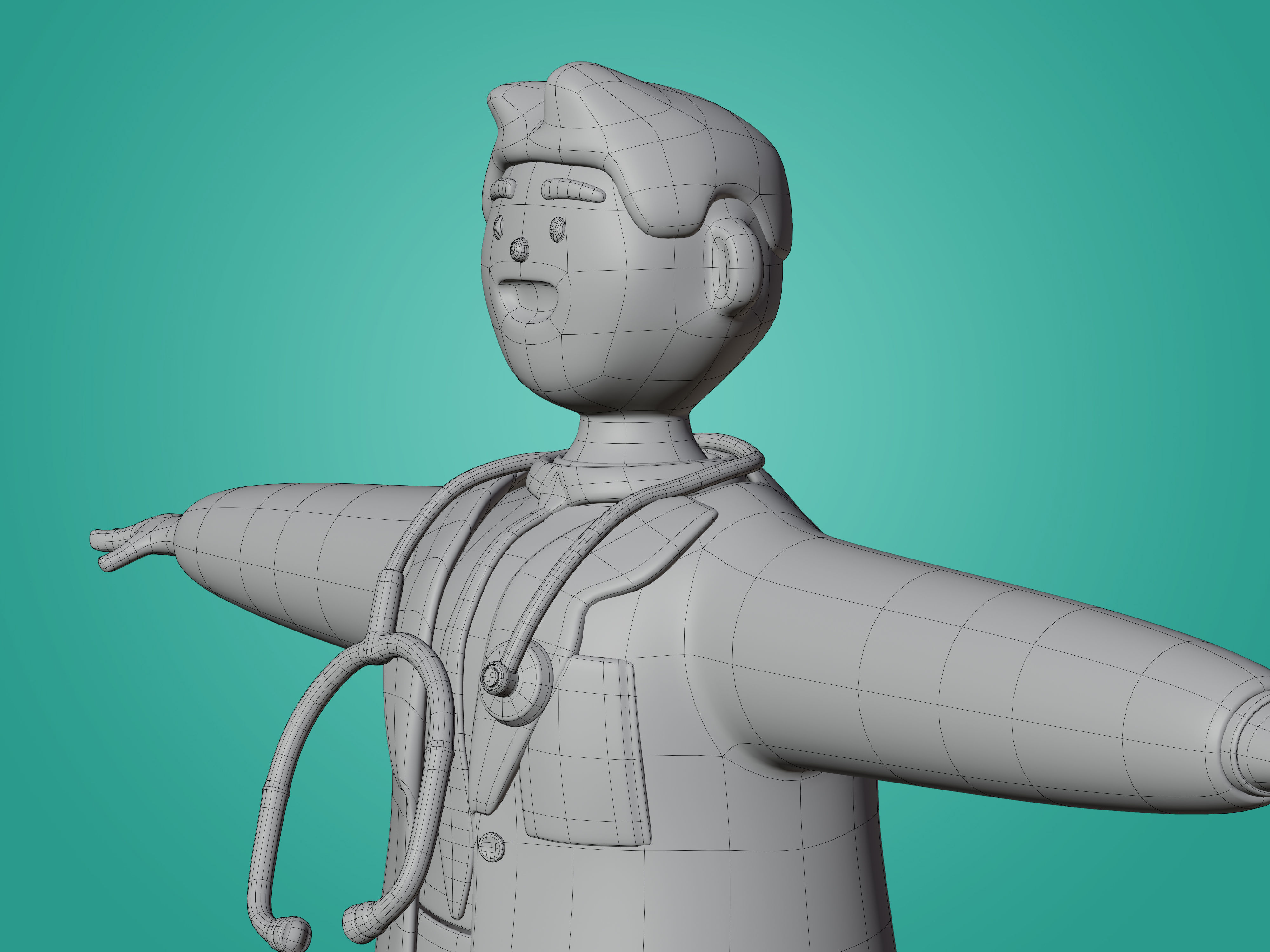 Physician Character Cartoon Minimal style 3D model_26