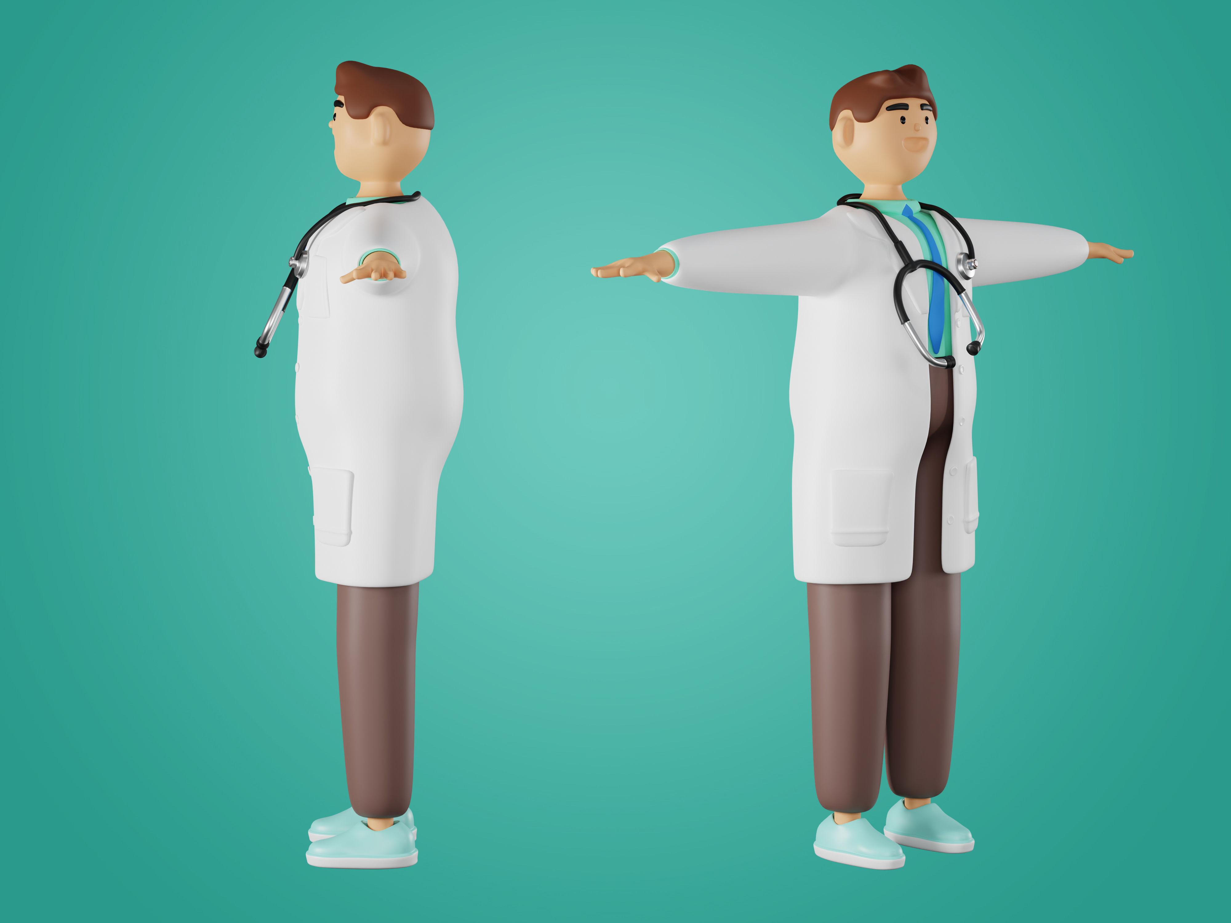 Physician Character Cartoon Minimal style 3D model_4