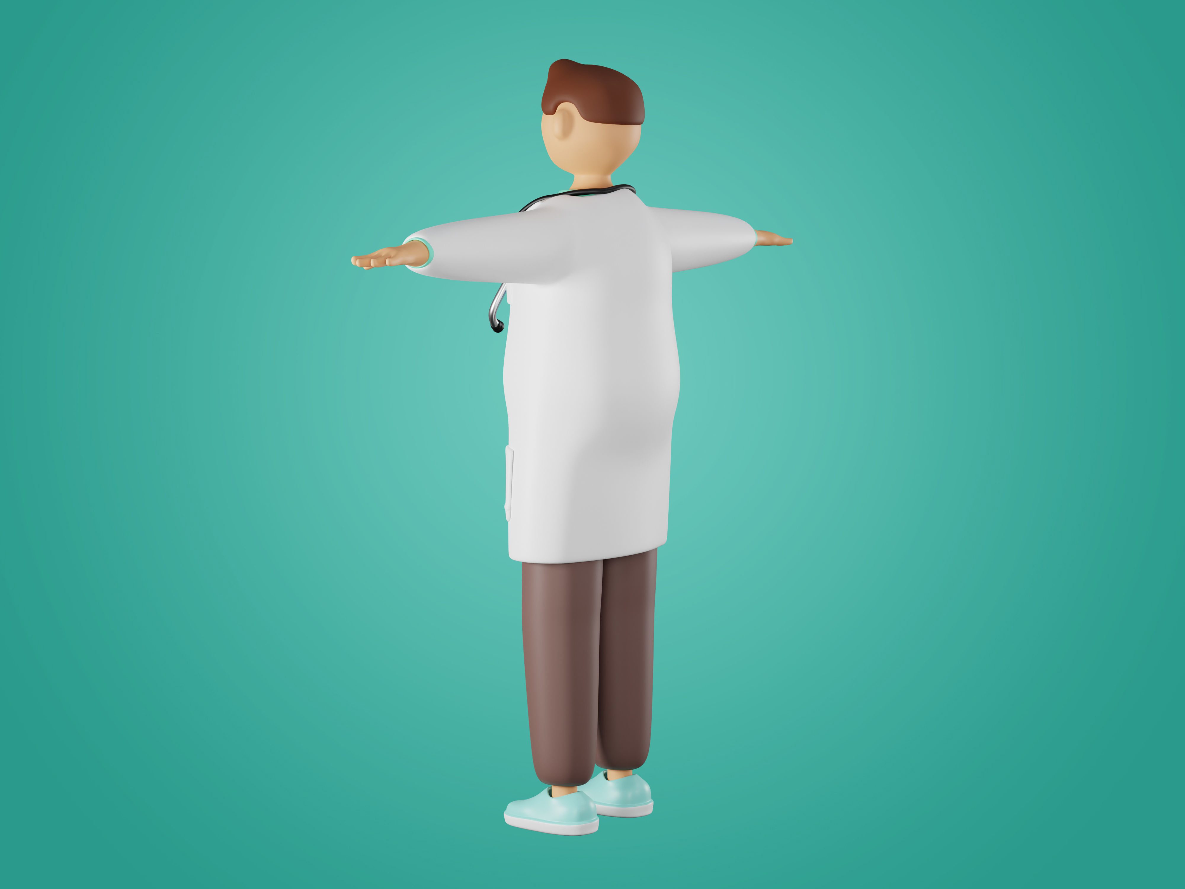 Physician Character Cartoon Minimal style 3D model_9