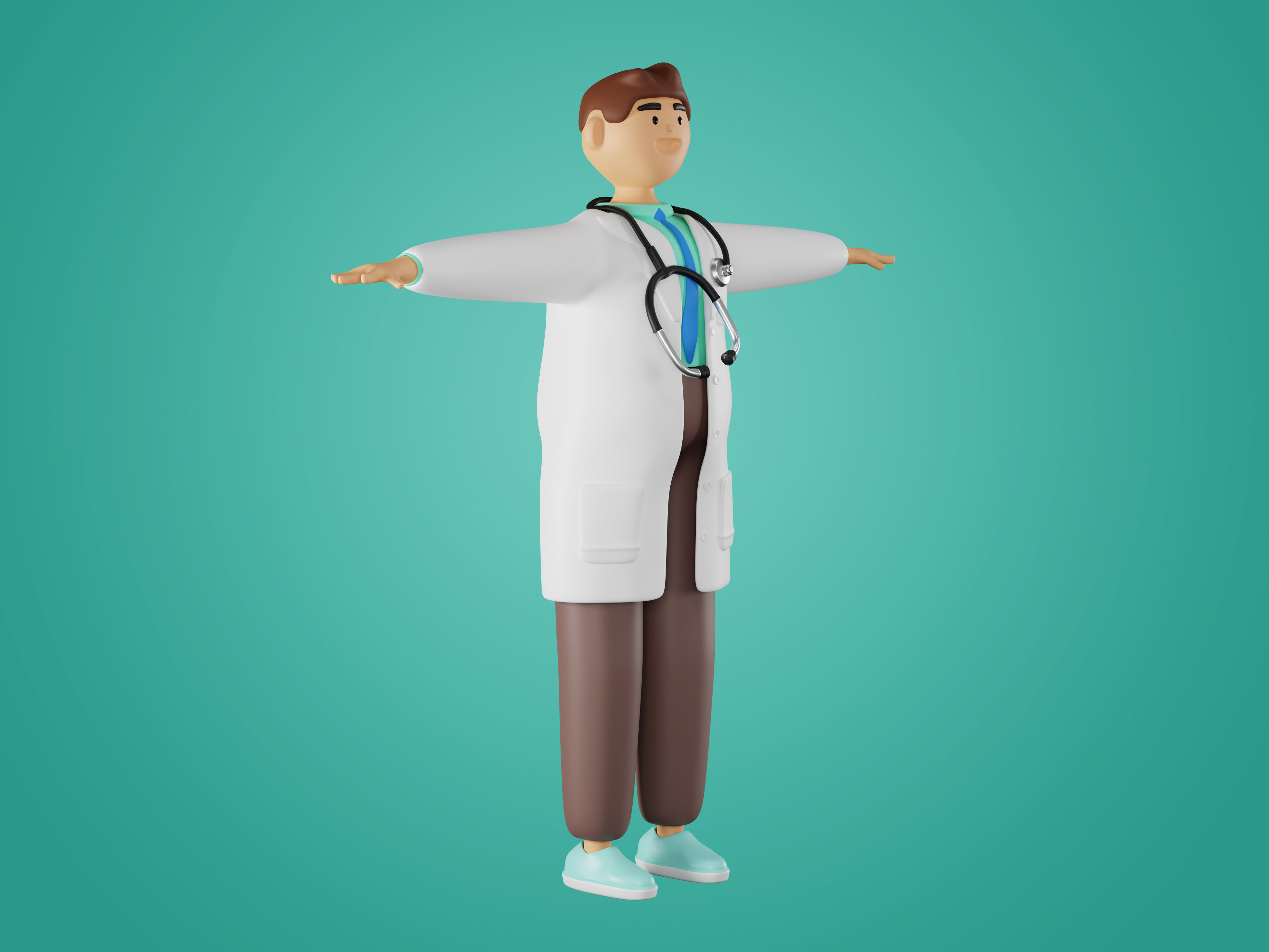 Physician Character Cartoon Minimal style 3D model_8