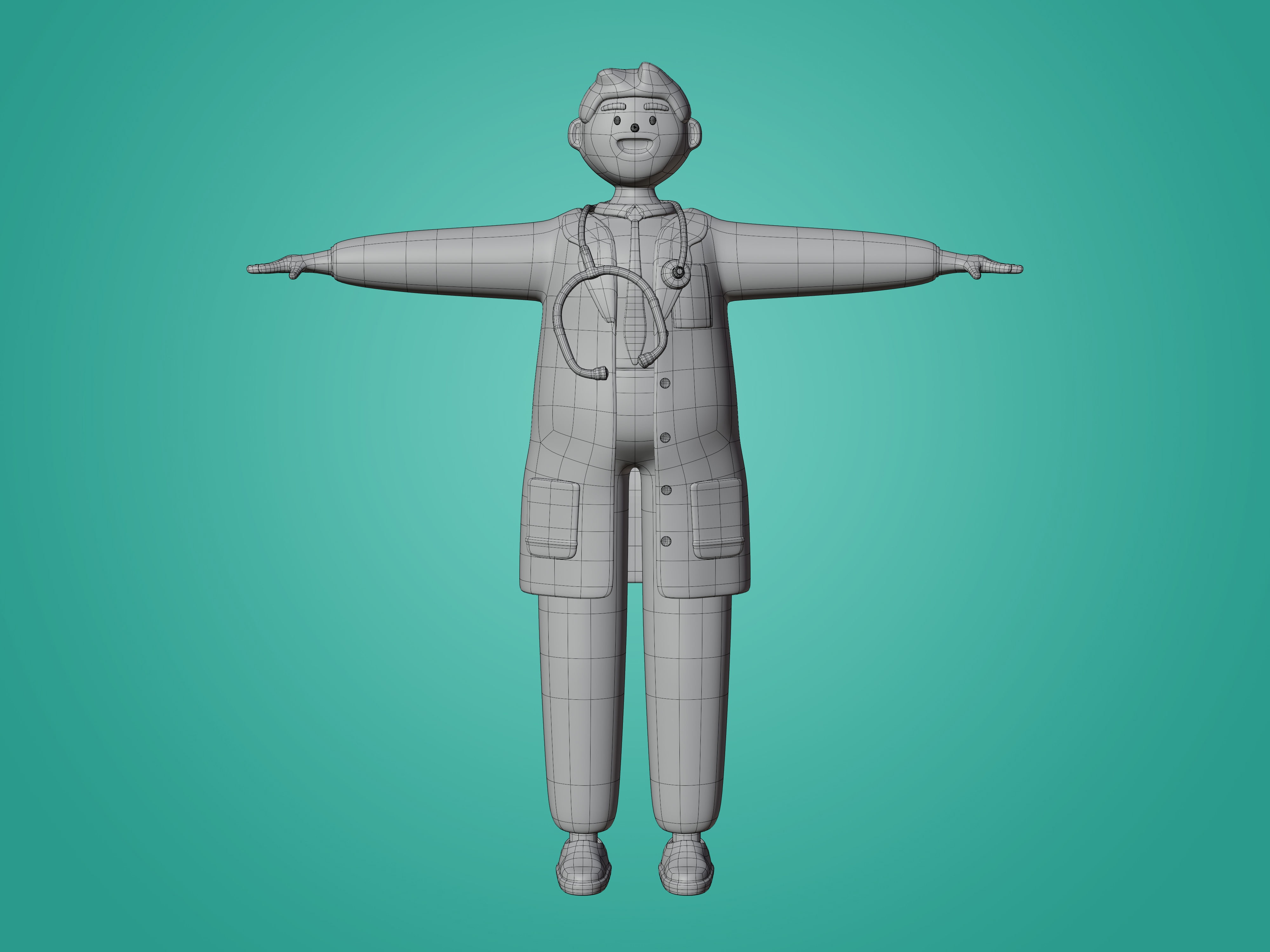 Physician Character Cartoon Minimal style 3D model_20