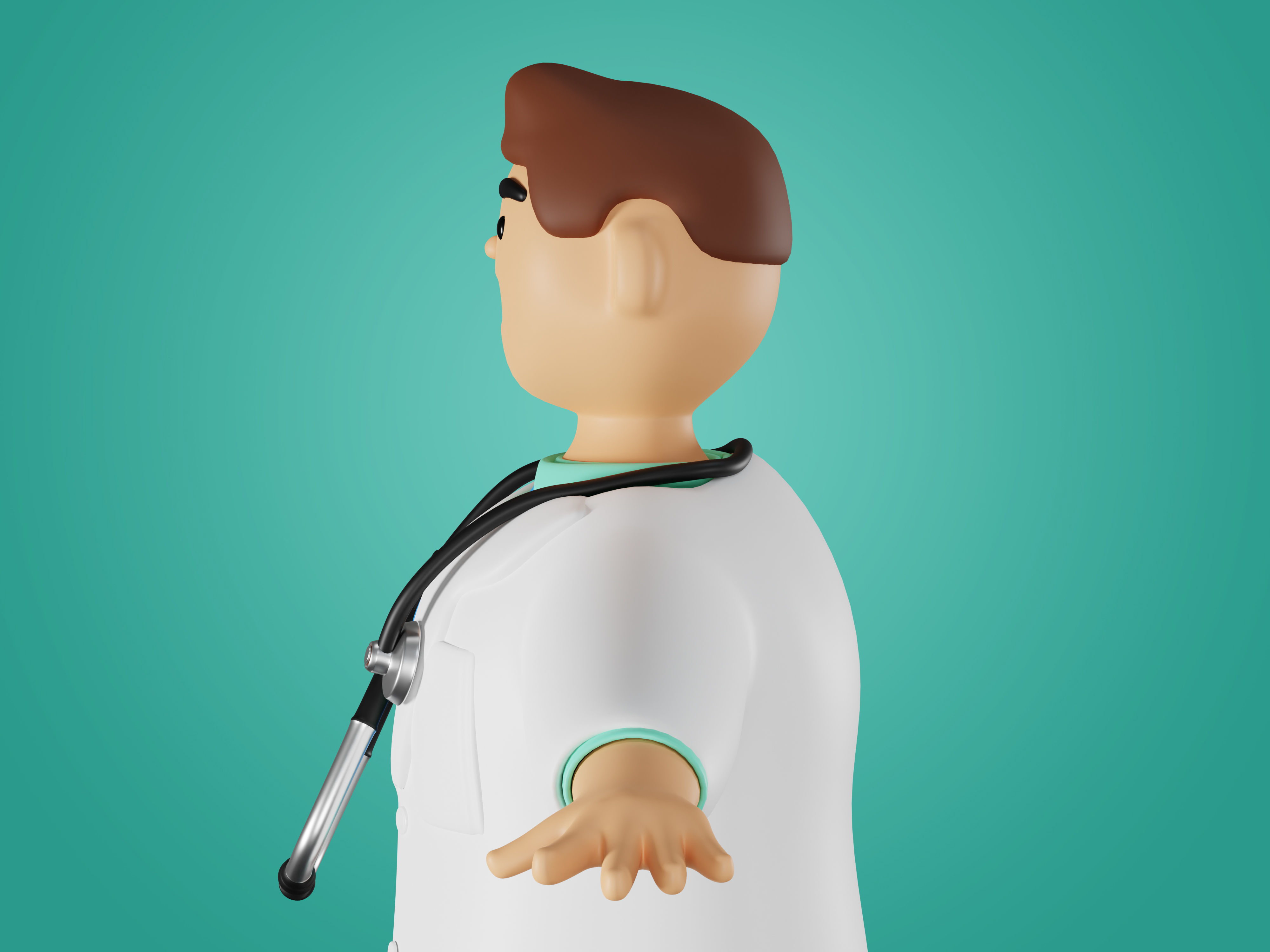 Physician Character Cartoon Minimal style 3D model_11