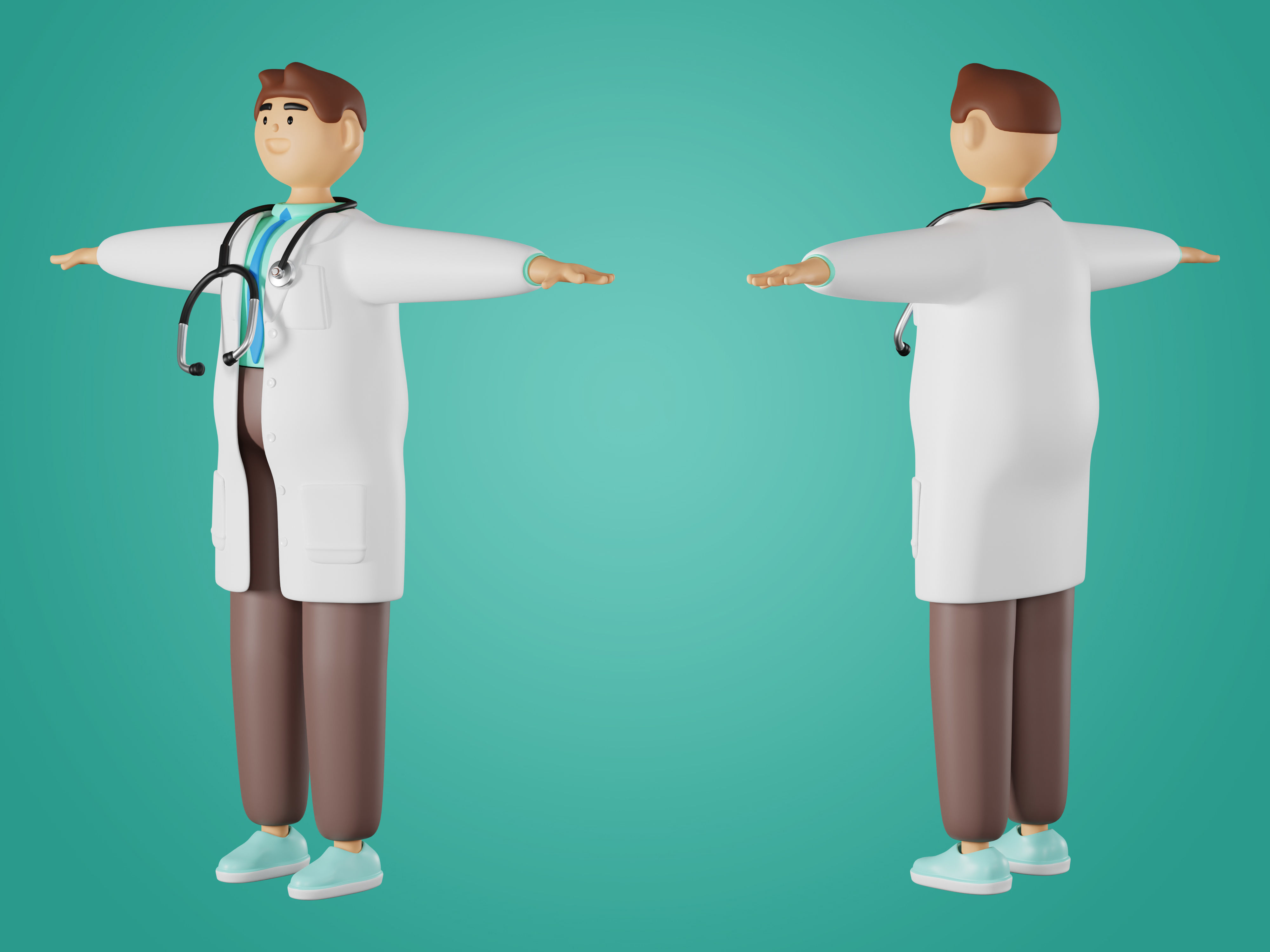 Physician Character Cartoon Minimal style 3D model_3