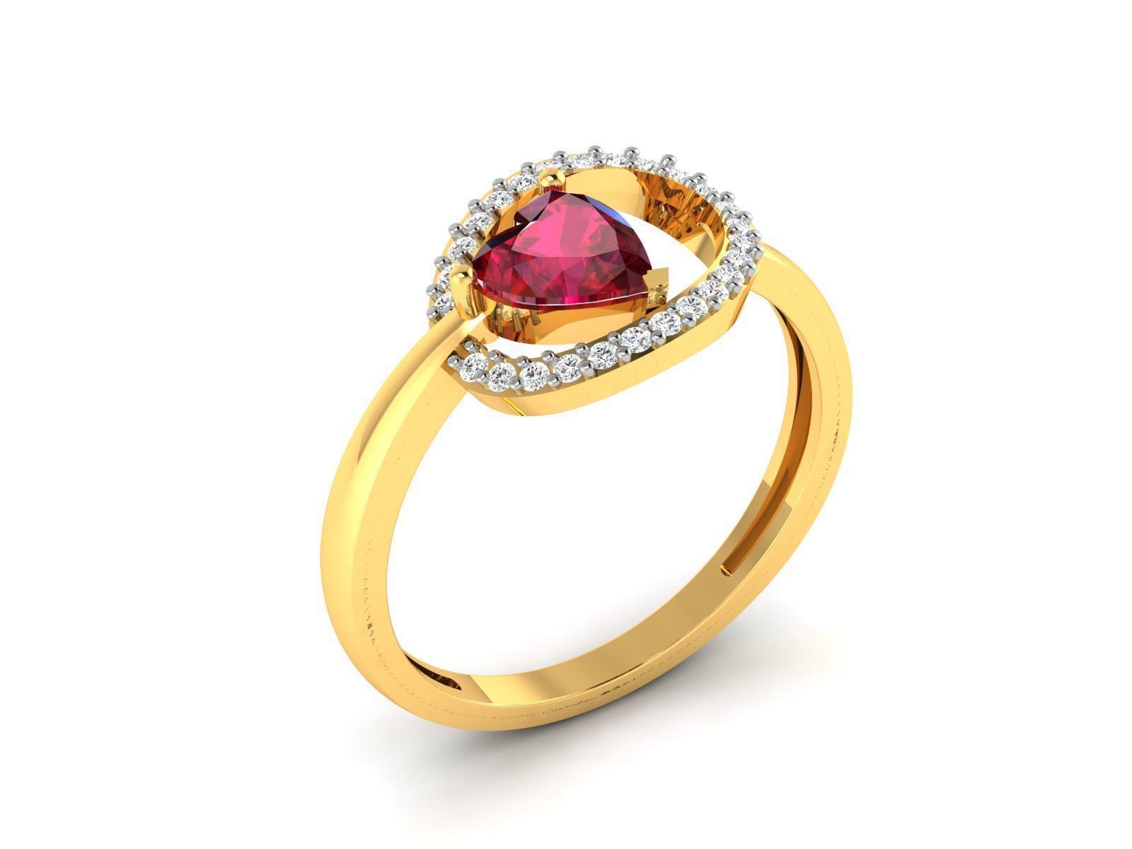 Heart Stone Ring 3dm STL OBJ FBX Render Details 3D print model_1