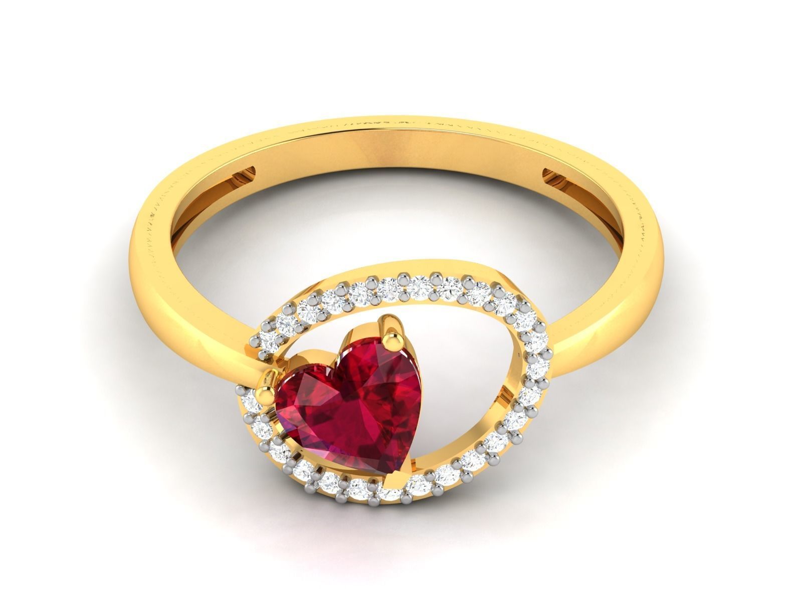 Heart Stone Ring 3dm STL OBJ FBX Render Details 3D print model_7