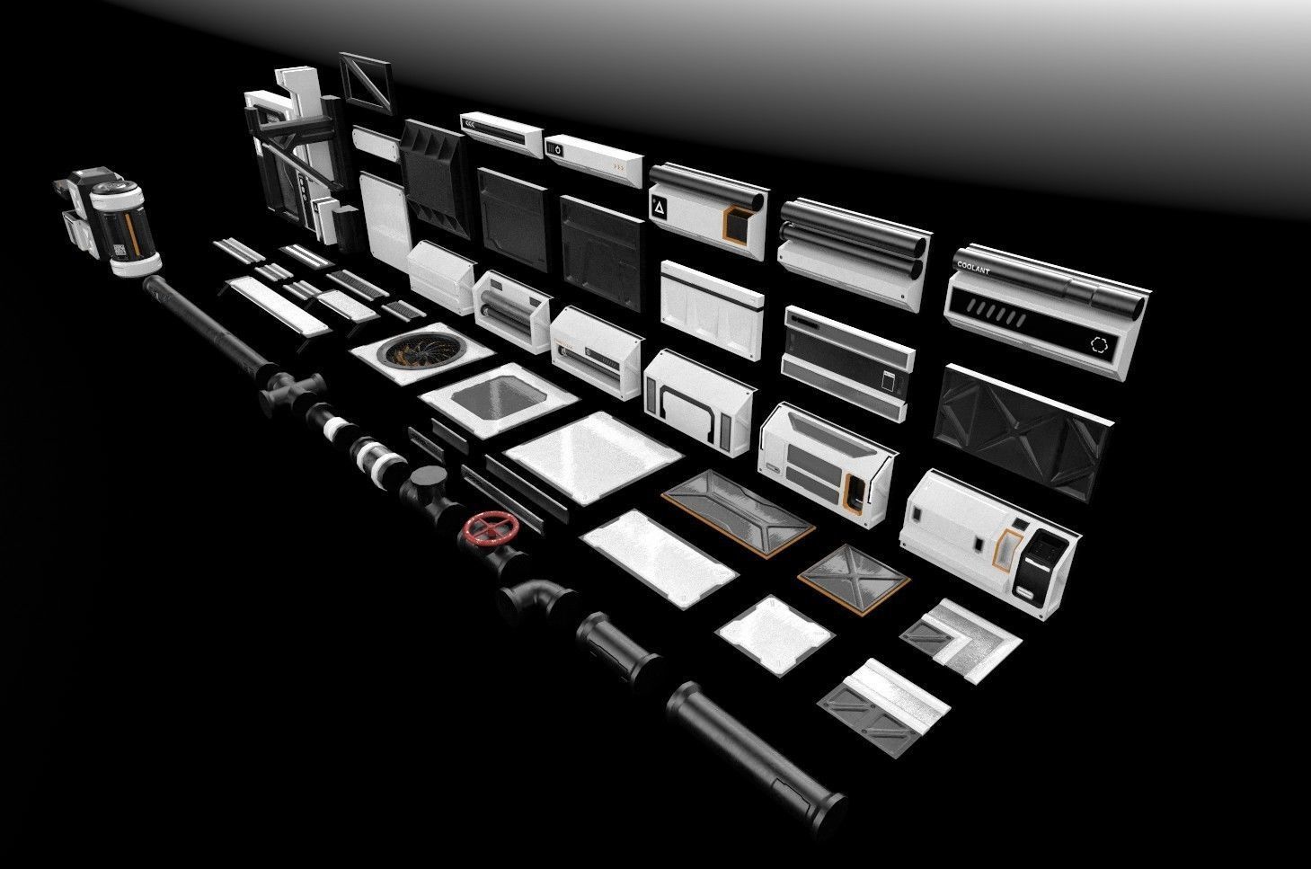 Sci Fi Modular Asset Pack 3D model_2