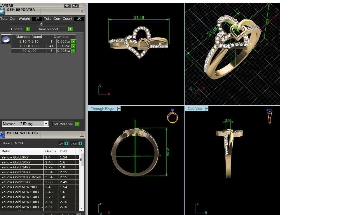 Women Heart Ring 3dm STL OBJ FBX Render Details 3D print model_3