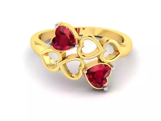 Women Heart Stone  Ring 3dm STL OBJ FBX Render Details 3D print model