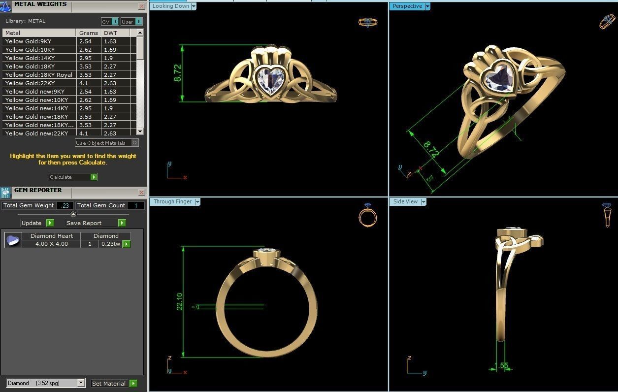 Women Heart Rings 3dm STL OBJ FBX Render Details 3D print model_1