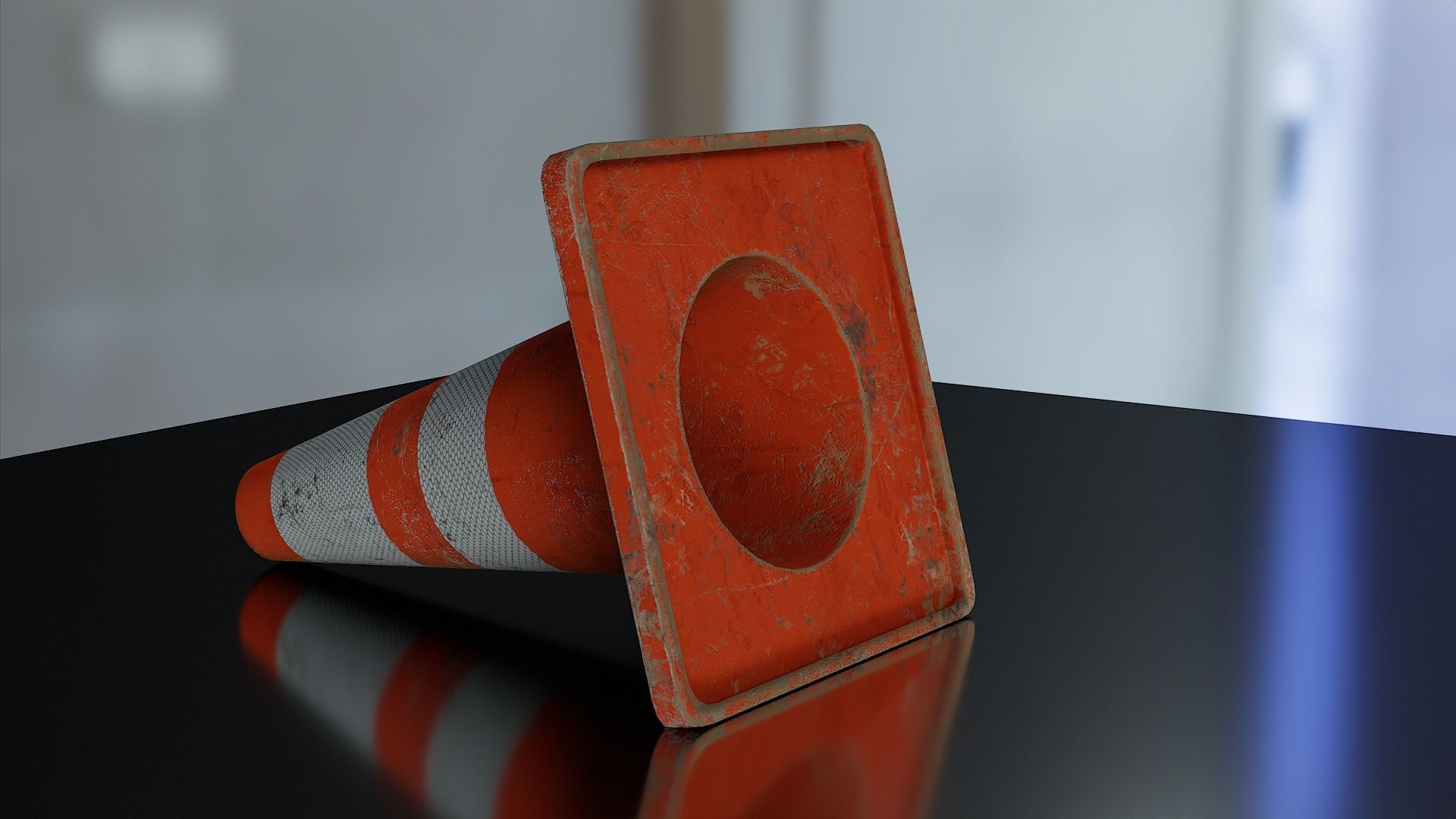 Traffic cone Low-poly 3D model_2