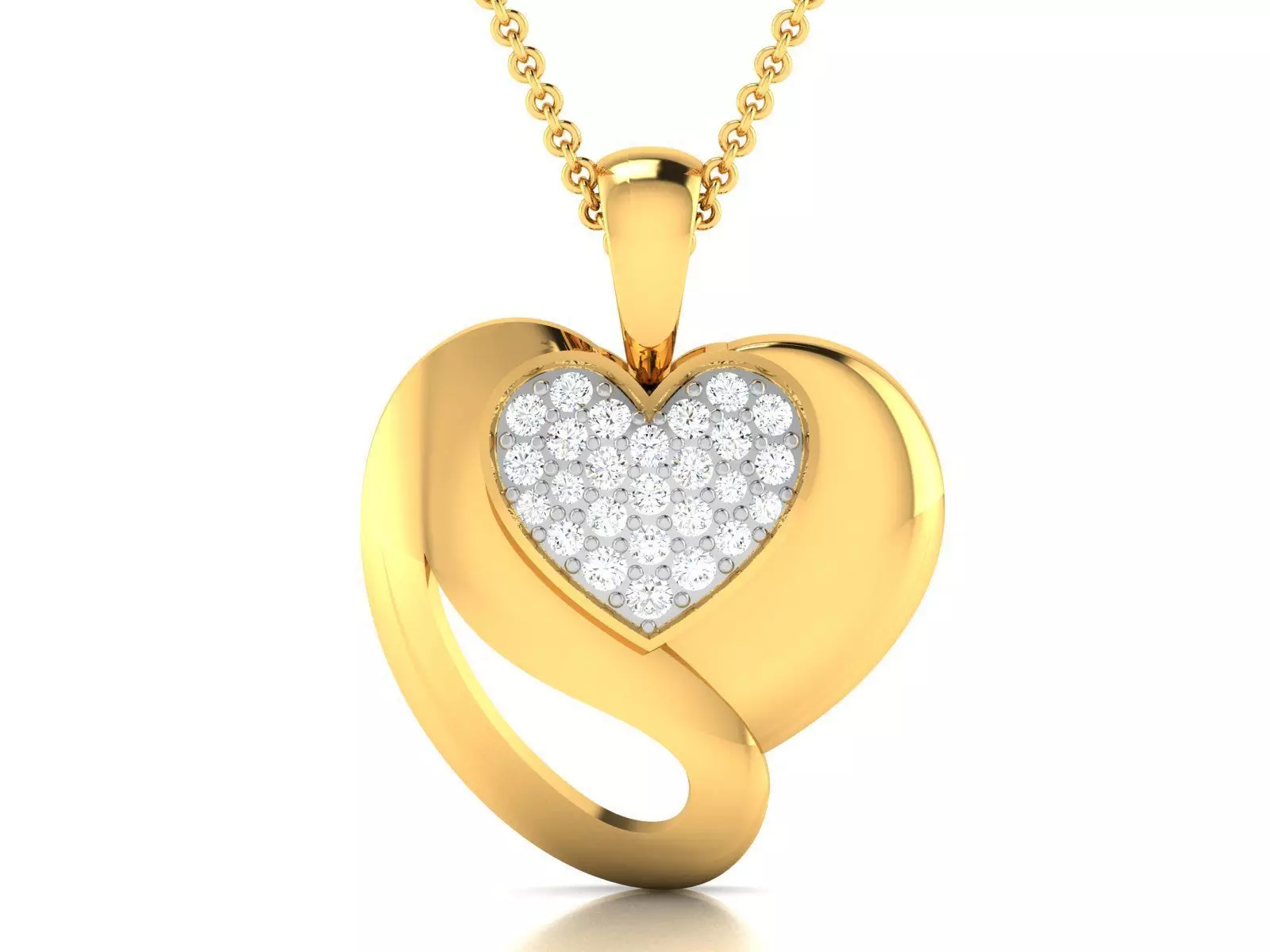 Solitaire Women Heart Pendant 3dm STl OBJ FBX Render Details 3D print model_0