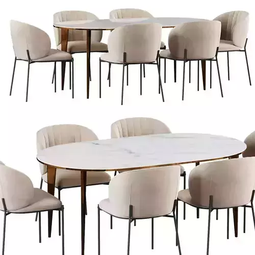 Shell Back and Arden Dining Table 3D model