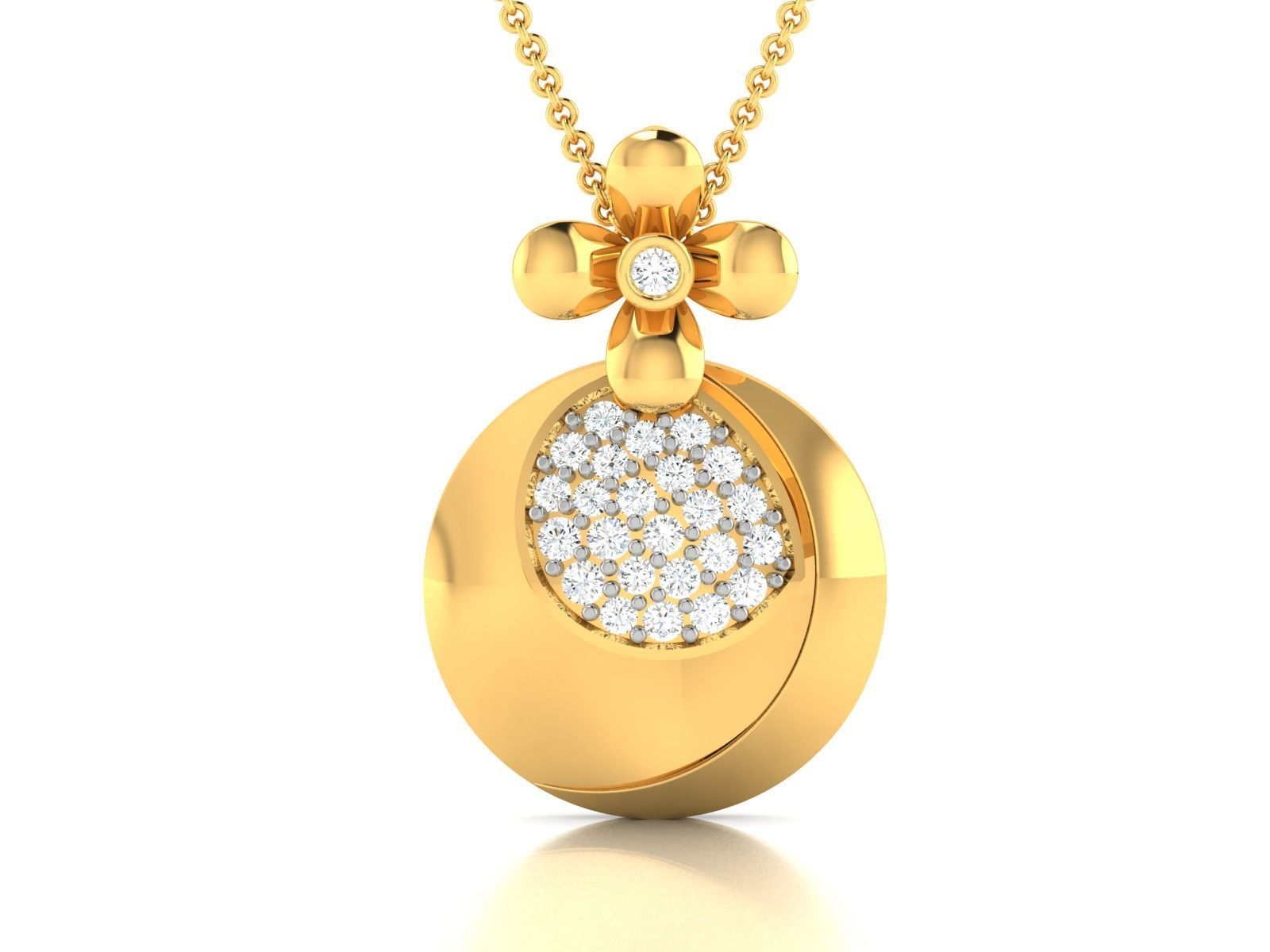Solitaire Women Pendant 3dm STl OBJ FBX Render Details 3D print model_3