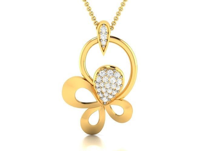 Solitaire Women Pendant 3dm STl OBJ FBX Render Details 3D print model