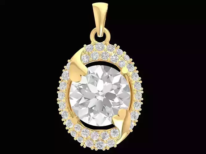Elegant Oval Halo Gemstone Pendant for Women 3246