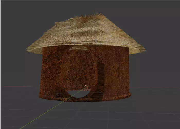 African hut Low-poly 3D model_0