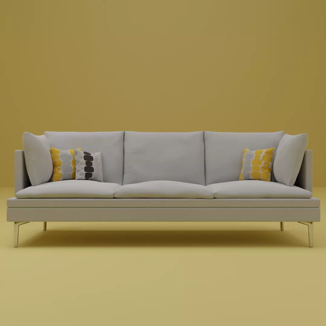 Modern Comfy Soft Couch with Cushions - Designer Couch 001 3D model_0