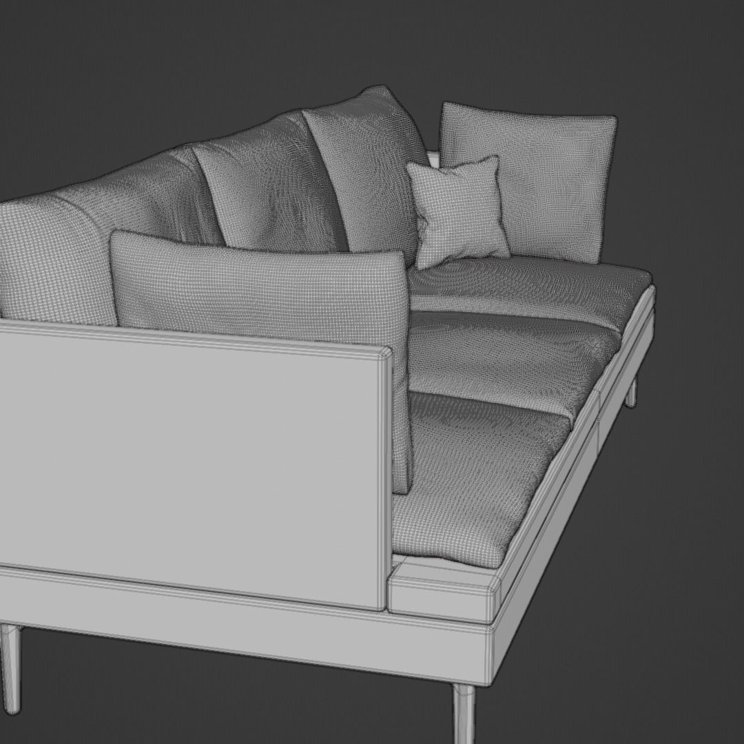 Modern Comfy Soft Couch with Cushions - Designer Couch 001 3D model_5